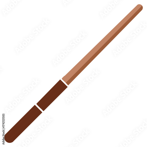 Brown magic wand with octagonal design for spell casting in fantasy settings or wizarding theme