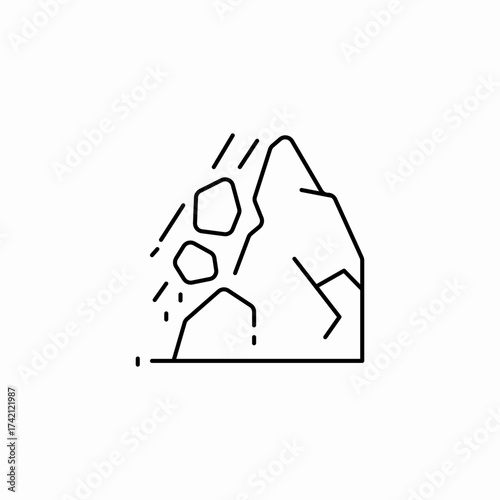 mountain rock landslide icon sign vector