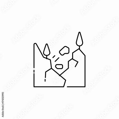 mountain rockfall path icon sign vector