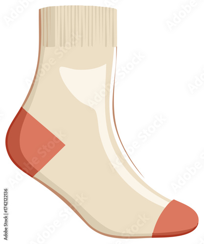 Sock Illustration with Toe and Heel Reinforcement Casual Wear Accessory