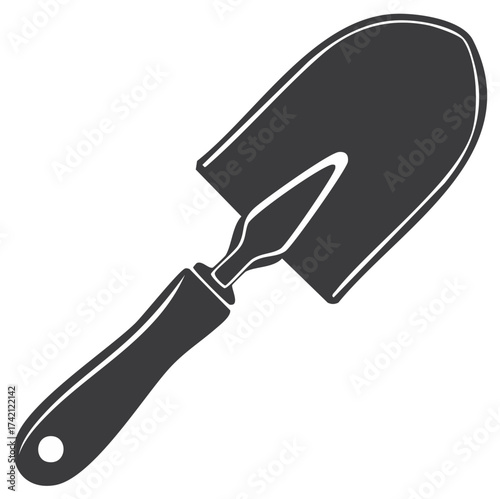 Gardening Hand Trowel Icon Silhouette with White Outline