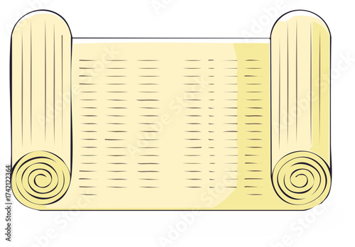 Cartoon Illustration of an Ancient Scroll with Text on It