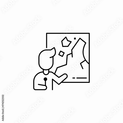 person analyzing damage icon sign vector