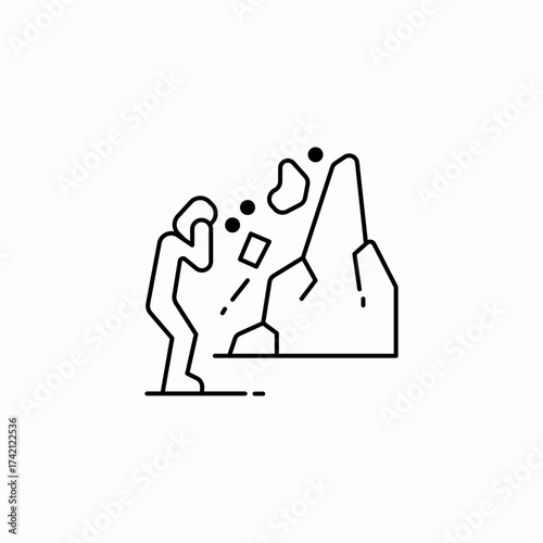 person fearing landslide icon sign vector