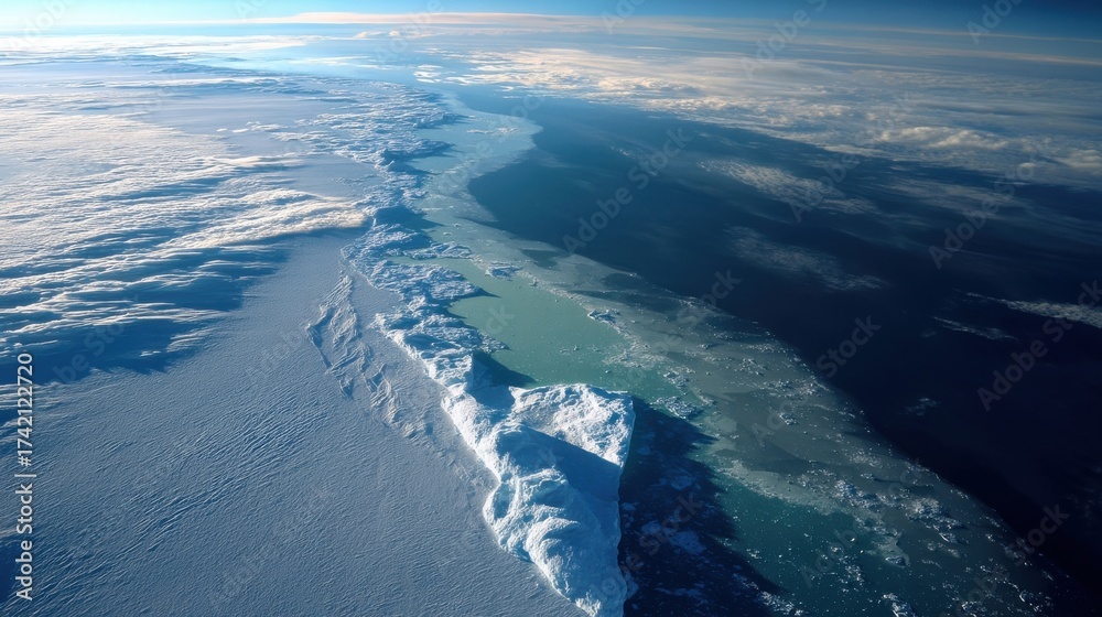 Fototapeta premium Melting Polar Ice Meeting Deep Blue