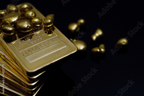 Gold bars 999 pure precious metal assets for money investing