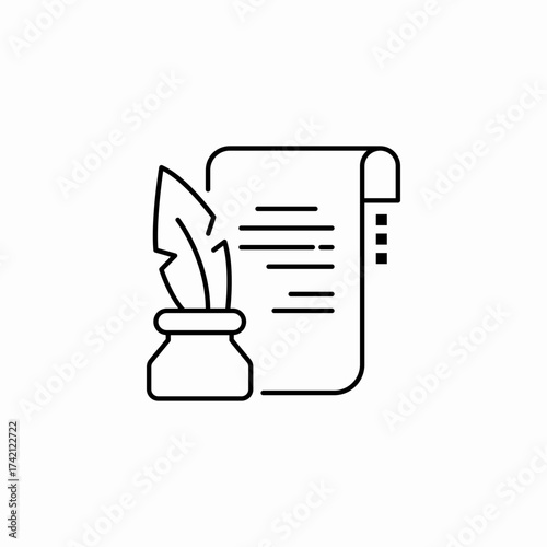 quill ink parchment icon sign vector