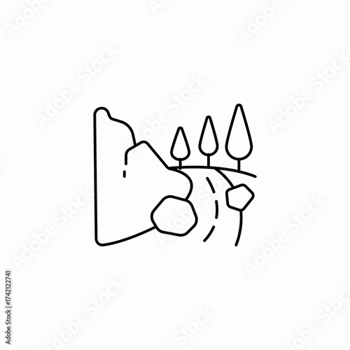 road blocked landslide icon sign vector