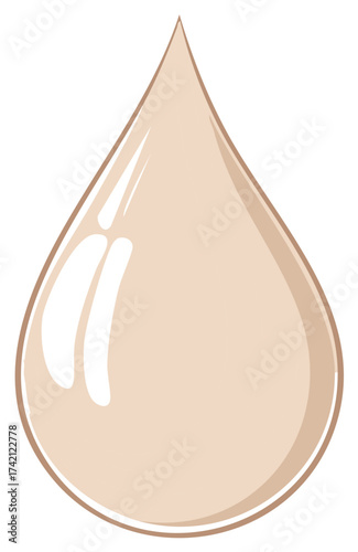 Shiny beige cosmetic liquid foundation drop or glossy coffee creamer droplet vector illustration