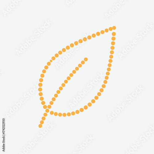 Minimalist outline of a leaf created with dotted lines on a light emphasizing simplicity and nature-inspired design