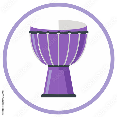 Vibrant Purple Djembe Drum with Circle Accent Vector Graphic