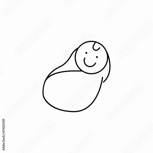 swaddled infant smiling icon sign vector