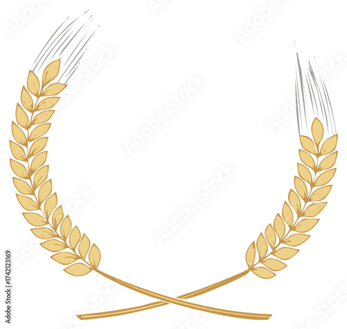 Wheat Ears Wreath for Agriculture Products, Flour, Beer Logo or Packaging Design