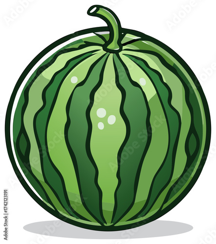 Cartoon style illustration of a ripe juicy watermelon