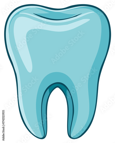 Clean molar tooth cartoon vector illustration. Dental care and oral hygiene symbol.