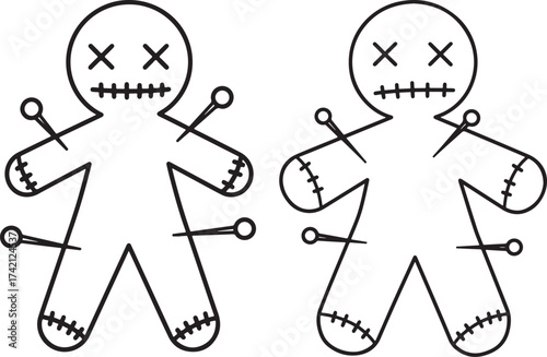 Two voodoo dolls silhouette