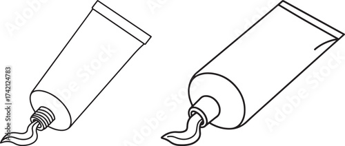 Two squeezed toothpaste tubes silhouette