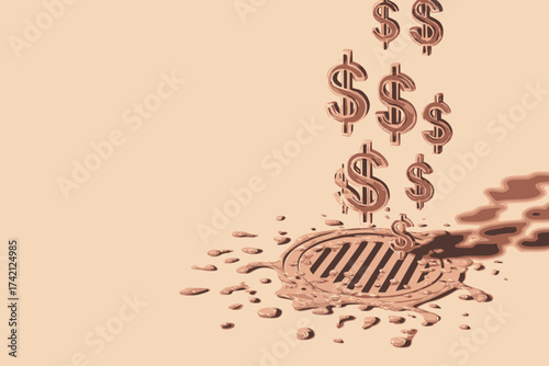 Dollar symbols going down the drain