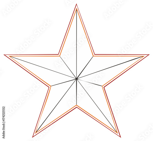 Five pointed star design illustration. Geometric shape with multiple colors.