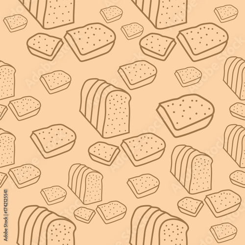 Hand Drawn Bread Seamless Pattern Vector Illustration