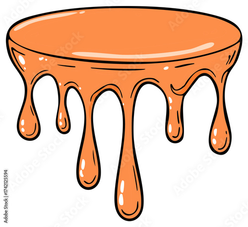 Sweet orange dripping liquid sauce or candy glaze cartoon illustration graphic art