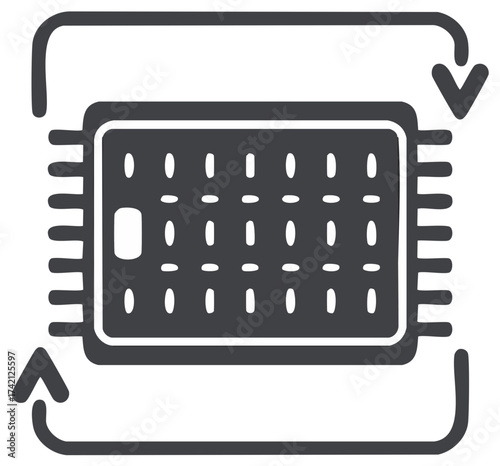 black cpu chip with arrows clip art preview