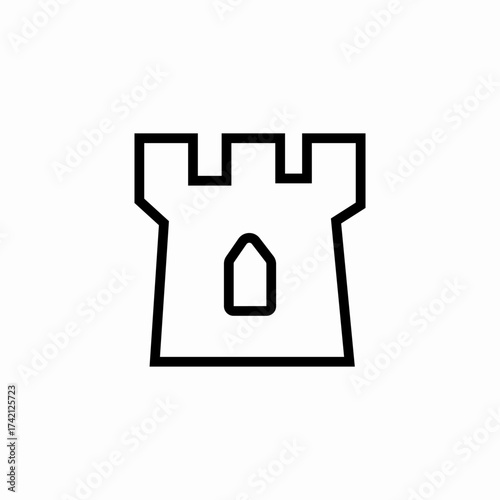 castle tower door icon sign vector