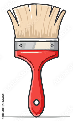 Cartoon Red Paintbrush Tool with Natural Bristles for Painting and Decorating
