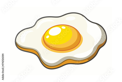 Cartoon Fried Egg Sunny Side Up Vector Illustration