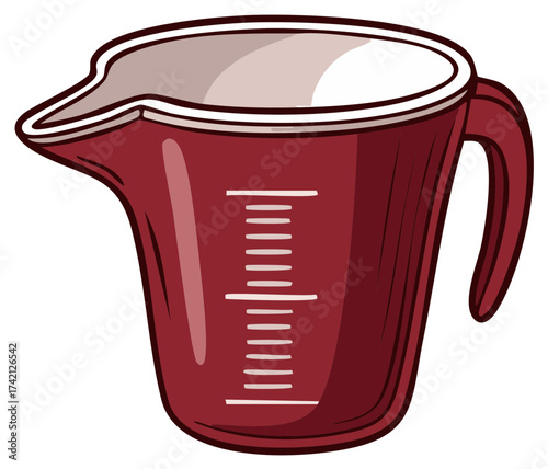 Maroon Measuring Cup with White Graduations for Cooking and Baking
