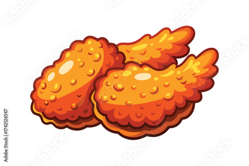 Cartoon Crispy Fried Chicken Vector Illustration