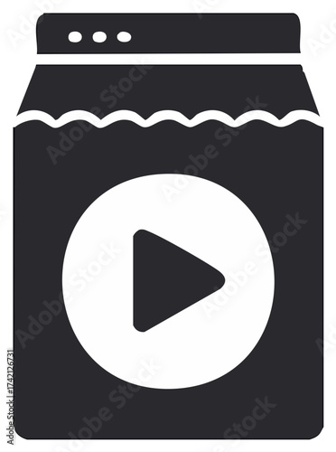 Play Button Symbol Inside Washing Machine Icon