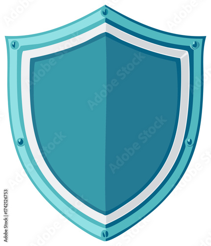 Blue Shield Icon Graphic with Rivets Symbolizing Security and Protection