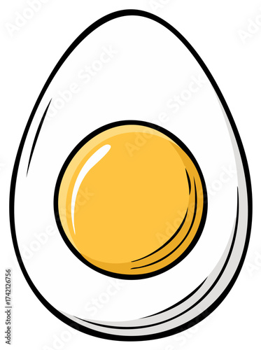 Sliced hard boiled egg illustration. Healthy breakfast concept.