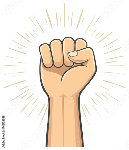 Fist Raised Symbol of Strength Solidarity Power Determination Protest