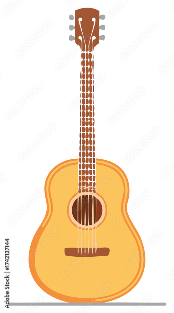 Obraz premium Flat Vector Style Acoustic Guitar Illustration Perfect for Music Teaching and Design