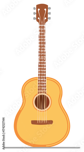 Flat Vector Style Acoustic Guitar Illustration Perfect for Music Teaching and Design