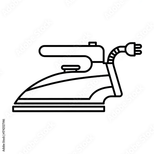 Electric Iron Illustration, Clothing Iron, Home Appliance, Laundry, Line Art, Ironing, Household, Fabric, Steamer, Iron Device