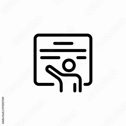 instructor pointing board icon sign vector