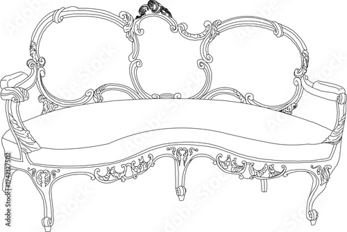 sketch vector illustration silhouette design furniture living room chair antique decoration ornament decoration background pattern mandala rosette ethnic traditional classic vintage full of carvings 