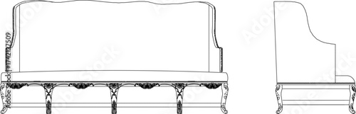 sketch vector illustration silhouette design furniture living room chair antique decoration ornament decoration background pattern mandala rosette ethnic traditional classic vintage full of carvings 