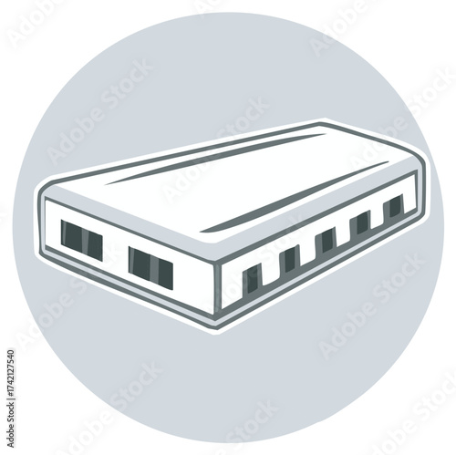 Ethernet switch device icon showcasing multiple ports for data and internet networking