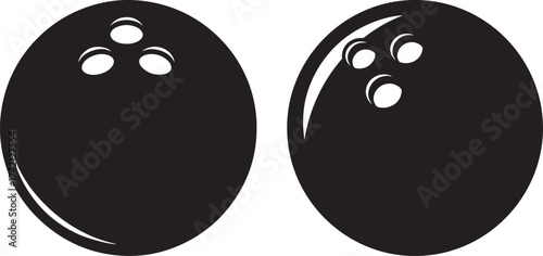 Two black bowling balls silhouette