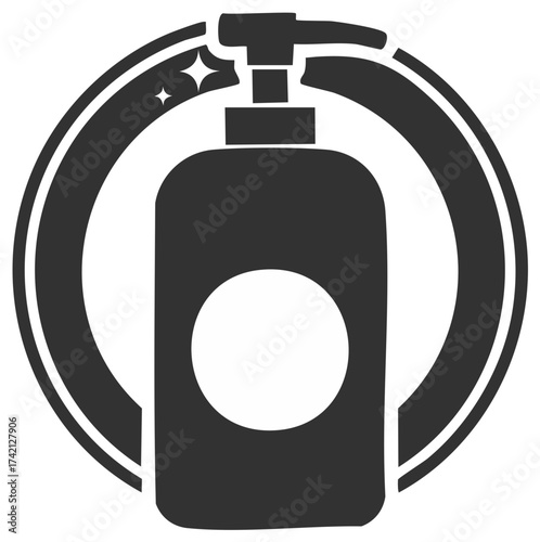 Vector pump dispenser emblem for sanitizer soap lotion products in circle border