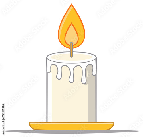 Cartoon Candle Illustration: Single Flame, Light Source, Wax Melts, Festive, Cartoonish Style