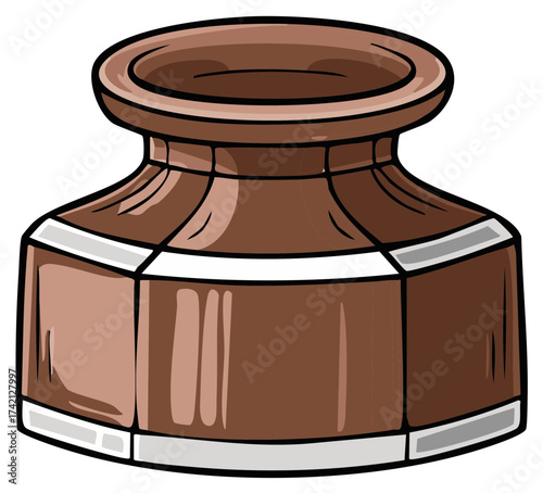 Brown Octagonal Inkwell Cartoon Illustration Classic Writing Tool
