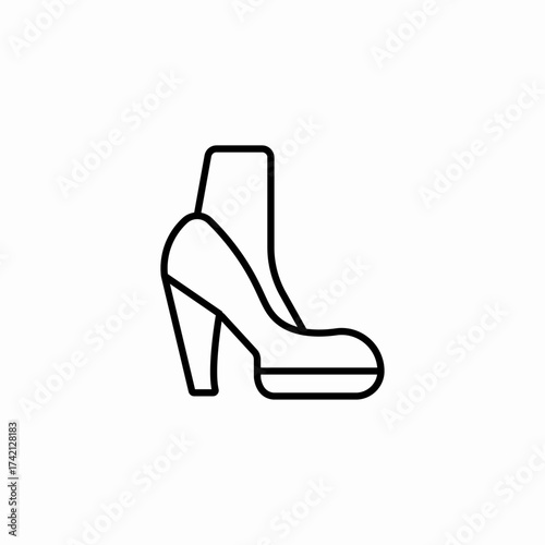 platform heel boot icon sign vector