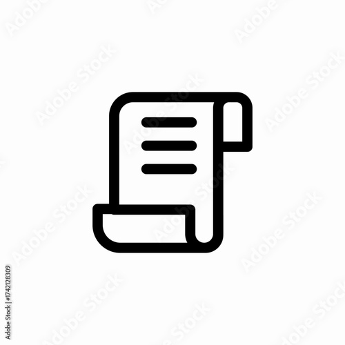 rolled document text icon sign vector