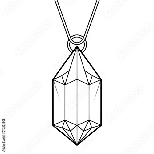 Elegant Crystal Pendant Necklace Illustration, Jewelry Drawing, Fashion Accessory, Line Art, Gemstone, Luxury, Sketch, Elegant Jewelry, Fashion
