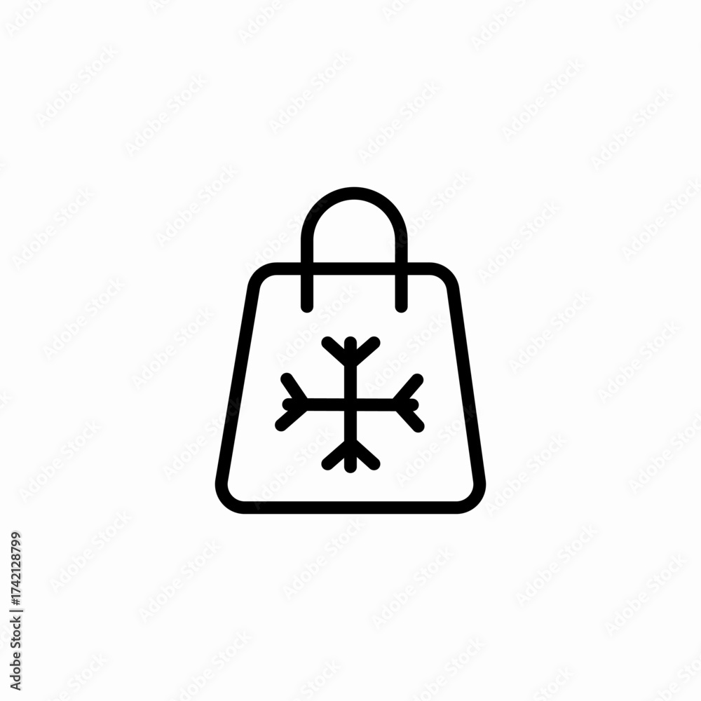 Fototapeta premium snowflake shopping bag icon sign vector
